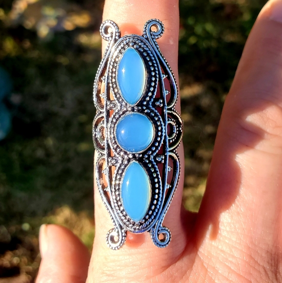 New Chalcedony 925 Silver Statement Ring. - Picture 10 of 12